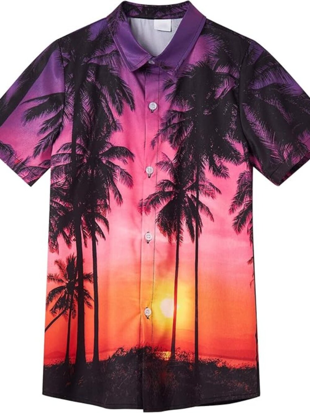 Boys Hawaiian Shirts Novelty Printed Funky Short Sleeve Button Down Shirt, small